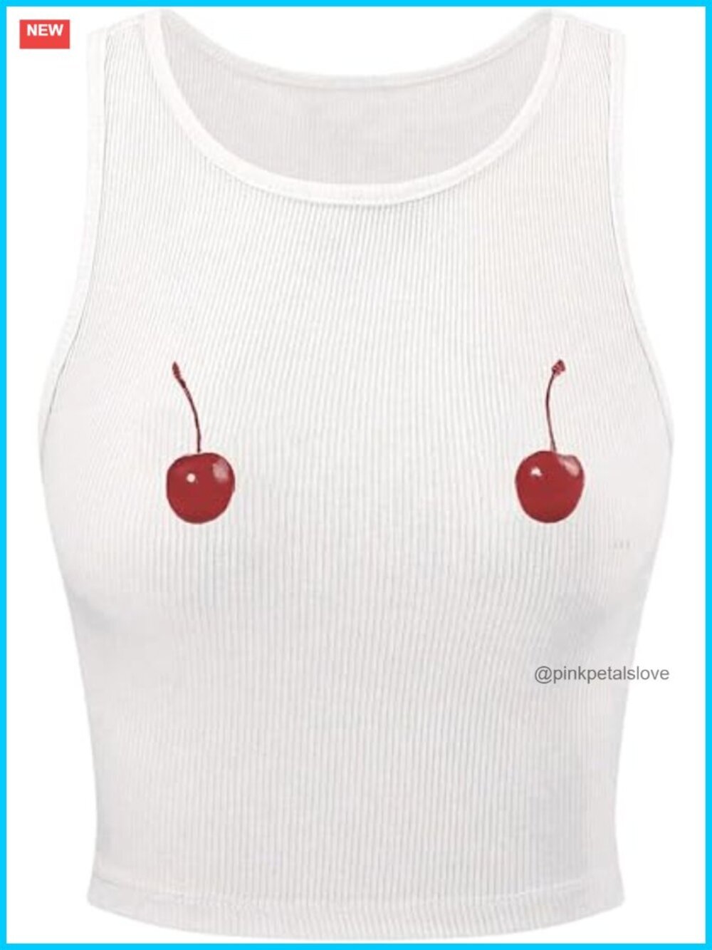 Cherry Print Cropped Tank Top Scoop Neck Sleeveless Slim Fit Summer Top